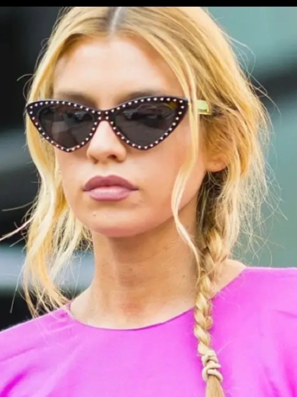 Moschino Tortoiseshell Cat-Eye Sunglasses with Gold Studs